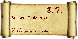 Brokes Teónia névjegykártya